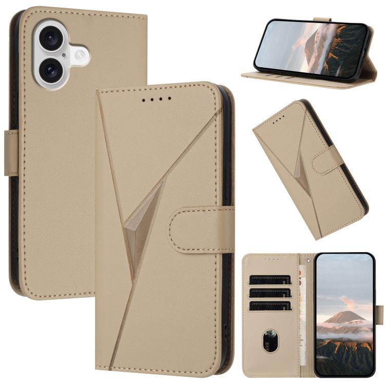 For iPhone 17 Triangle Pattern Buckle Clasp Leather Phone Case(Gold) - free shipping - PMc TechLife - Order now!