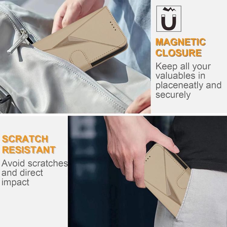 For iPhone 17 Triangle Pattern Buckle Clasp Leather Phone Case(Gold) - free shipping - PMc TechLife - Order now!