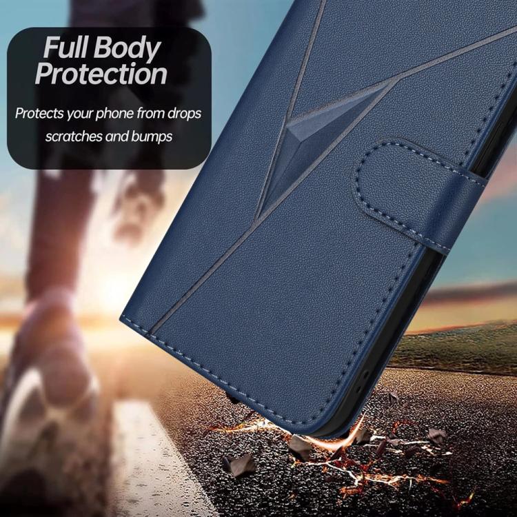 For iPhone 17 Pro Max Triangle Pattern Buckle Clasp Leather Phone Case(Royal Blue) - free shipping - PMc TechLife - Order now!