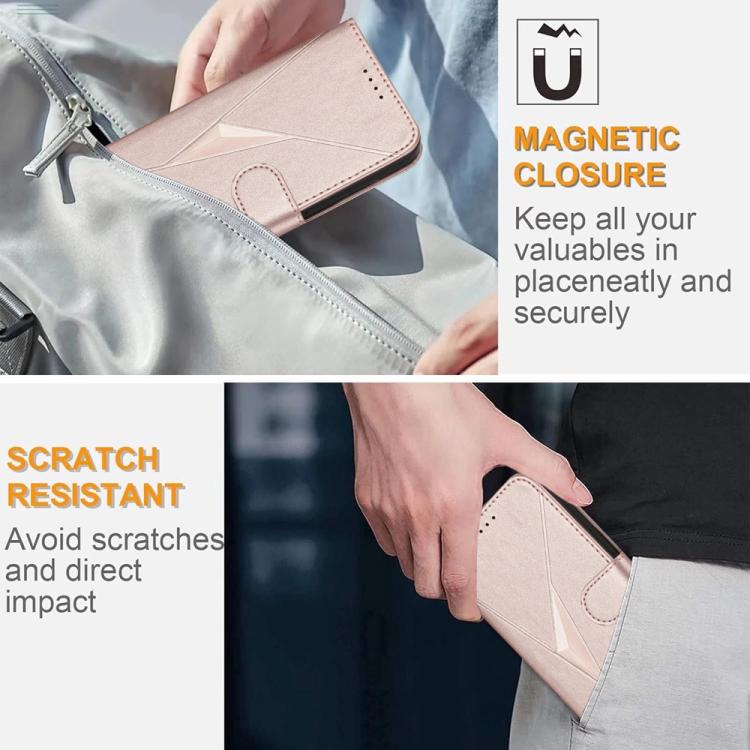 For iPhone 17 Pro Max Triangle Pattern Buckle Clasp Leather Phone Case(Rose Gold) - free shipping - PMc TechLife - Order now!