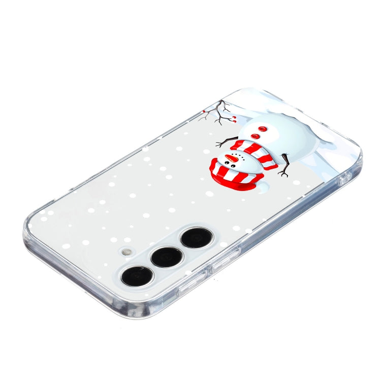 For Samsung Galaxy S25 5G Christmas Painted Pattern TPU Transparent Phone Case(Snowman) - Galaxy S25 5G Cases by PMC Jewellery | Online Shopping South Africa | PMC Jewellery | Buy Now Pay Later Mobicred