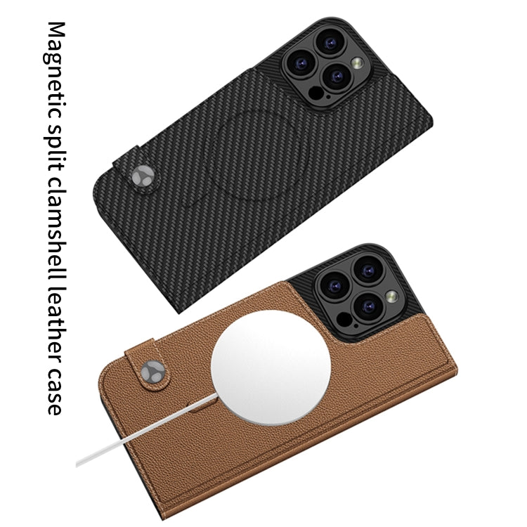 For iPhone 16 Pro GKK Detachable Flip Leather MagSafe Phone Case(Carbon Fiber) - iPhone 16 Pro Cases by GKK | Online Shopping South Africa | PMC Jewellery | Buy Now Pay Later Mobicred