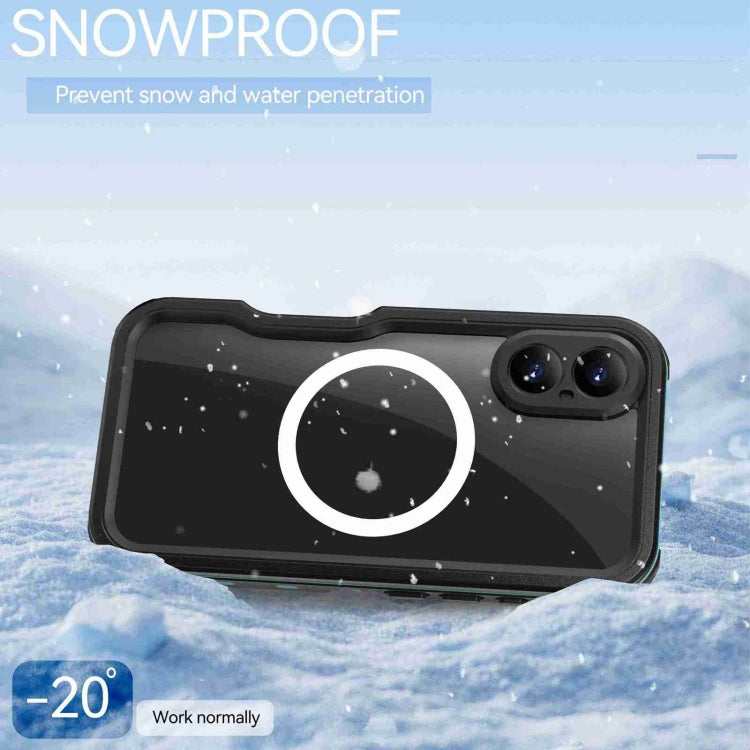 For iPhone 16 Plus RedPepper IP68 Waterproof Triple-proof MagSafe Phone Case(Black Blue) - free shipping - PMC Jewellery - Order now!
