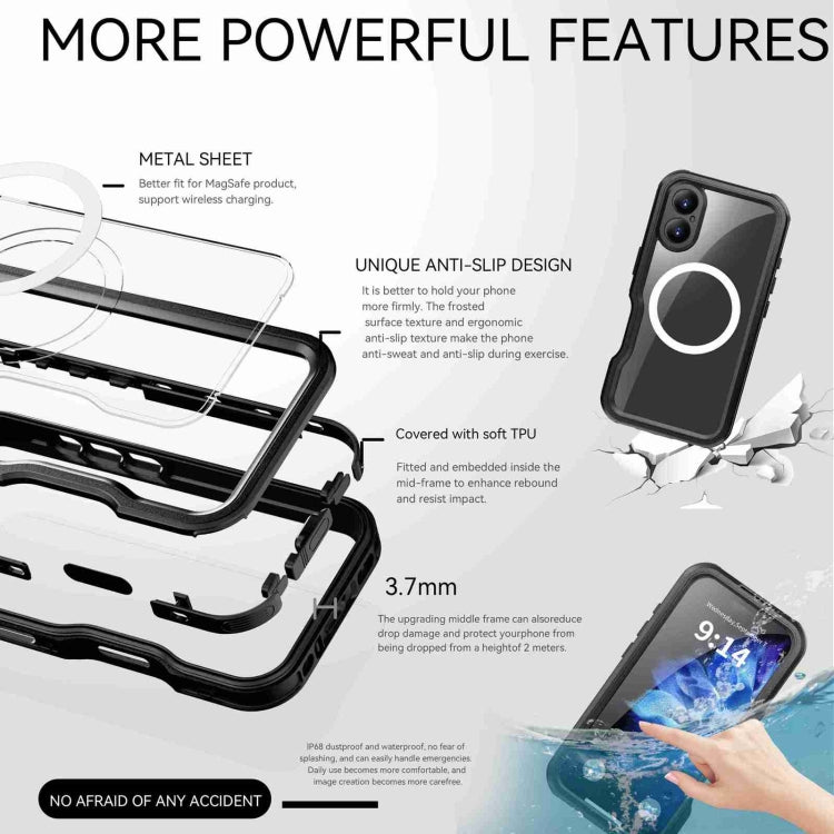 For iPhone 16 Plus RedPepper IP68 Waterproof Triple-proof MagSafe Phone Case(Black) - iPhone 16 Plus Cases by RedPepper | Online Shopping South Africa | PMC Jewellery | Buy Now Pay Later Mobicred