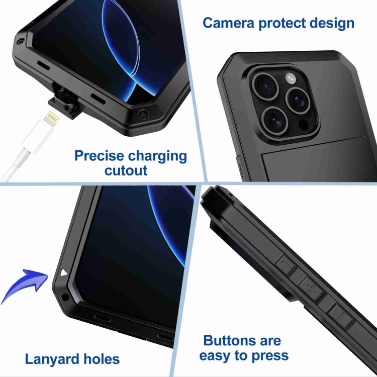 For iPhone 16 Pro Max RedPepper Triple-proof Metal Phone Case(Black) - free shipping - PMC Jewellery - Order now!