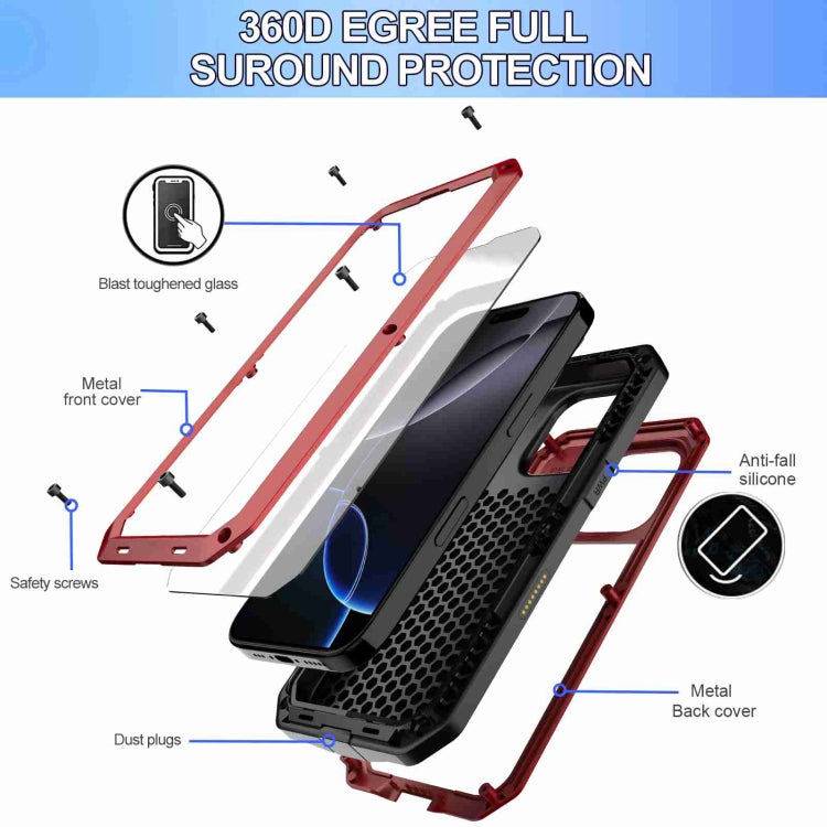 For iPhone 16 Pro Max RedPepper Triple-proof Metal Phone Case(Red) - free shipping - PMC Jewellery - Order now!