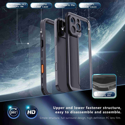 For iPhone 16 Pro Max RedPepper Transparent Dot IP68 Waterproof Triple-proof Phone Case(Black Dark Grey) - iPhone 16 Pro Max Cases by RedPepper | Online Shopping South Africa | PMC Jewellery | Buy Now Pay Later Mobicred