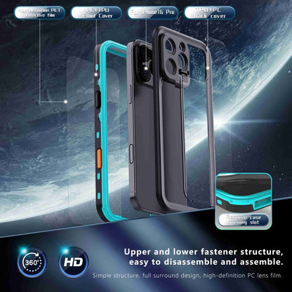 For iPhone 16 Pro RedPepper Transparent Dot IP68 Waterproof Triple-proof Phone Case(Black Blue) - iPhone 16 Pro Cases by RedPepper | Online Shopping South Africa | PMC Jewellery | Buy Now Pay Later Mobicred