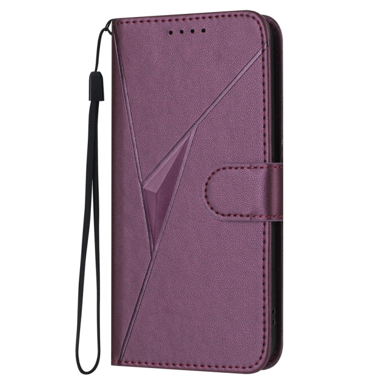 For Samsung Galaxy S25+ 5G Triangle Pattern Buckle Clasp Leather Phone Case(Dark Purple) - Galaxy S25+ 5G Cases by PMC Jewellery | Online Shopping South Africa | PMC Jewellery | Buy Now Pay Later Mobicred