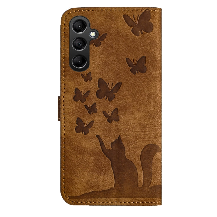 For Samsung Galaxy S25+ 5G Butterfly Cat Embossing Flip Leather Phone Case(Brown) - Galaxy S25+ 5G Cases by PMC Jewellery | Online Shopping South Africa | PMC Jewellery | Buy Now Pay Later Mobicred