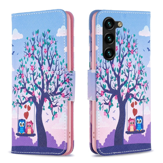 For Samsung Galaxy S25+ 5G Colored Drawing Pattern Leather Phone Case(Owl) - Galaxy S25+ 5G Tempered Glass by PMC Jewellery | Online Shopping South Africa | PMC Jewellery | Buy Now Pay Later Mobicred