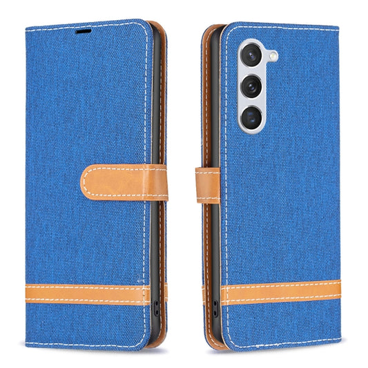 For Samsung Galaxy S25 5G Color Block Denim Texture Leather Phone Case(Royal Blue) - Galaxy S25 5G Cases by PMC Jewellery | Online Shopping South Africa | PMC Jewellery | Buy Now Pay Later Mobicred