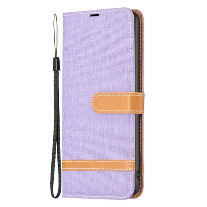 For Samsung Galaxy S25 5G Color Block Denim Texture Leather Phone Case(Purple) - Galaxy S25 5G Cases by PMC Jewellery | Online Shopping South Africa | PMC Jewellery | Buy Now Pay Later Mobicred