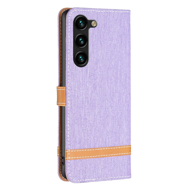 For Samsung Galaxy S25+ 5G Color Block Denim Texture Leather Phone Case(Purple) - Galaxy S25+ 5G Cases by PMC Jewellery | Online Shopping South Africa | PMC Jewellery | Buy Now Pay Later Mobicred