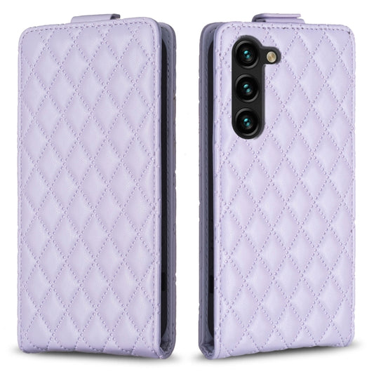 For Samsung Galaxy S25 5G Diamond Lattice Vertical Flip Leather Phone Case(Purple) - Galaxy S25 5G Cases by PMC Jewellery | Online Shopping South Africa | PMC Jewellery | Buy Now Pay Later Mobicred