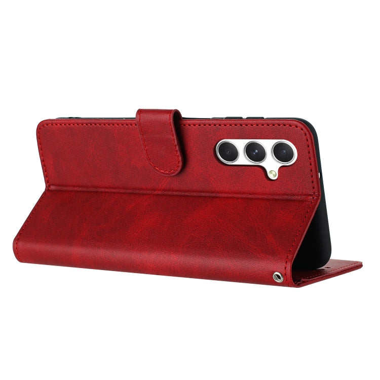 For Samsung Galaxy S25 / S24 5G Solid Calf Texture Flip Leather Phone Case(Red) - Galaxy S25 5G Cases by PMC Jewellery | Online Shopping South Africa | PMC Jewellery | Buy Now Pay Later Mobicred