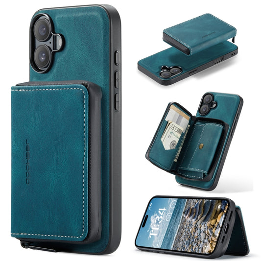 For iPhone 16 JEEHOOD J02 Magnetic Zipper Horizontal Flip Leather Phone Case(Blue) - iPhone 16 Cases by JEEHOOD | Online Shopping South Africa | PMC Jewellery | Buy Now Pay Later Mobicred