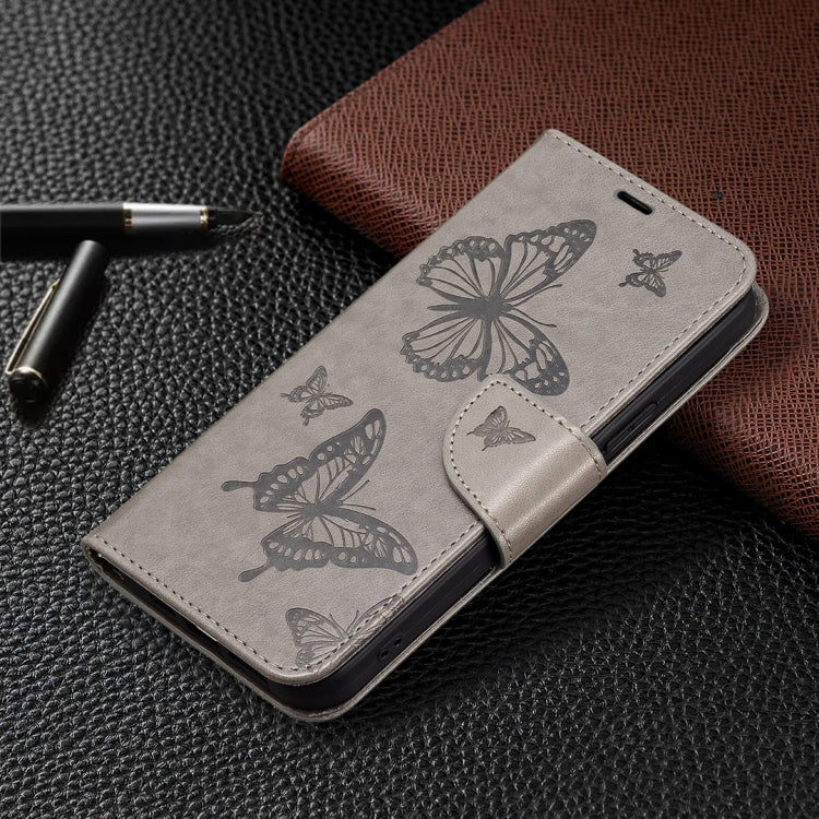 For Samsung Galaxy S25+ 5G Embossing Two Butterflies Pattern Leather Phone Case(Grey) - Galaxy S25+ 5G Cases by PMC Jewellery | Online Shopping South Africa | PMC Jewellery | Buy Now Pay Later Mobicred