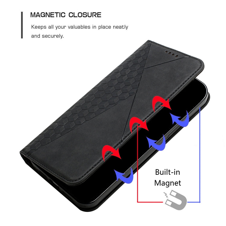 For Samsung Galaxy S25 Ultra 5G Diamond Splicing Skin Feel Magnetic Leather Phone Case(Black) - Galaxy S25 Ultra 5G Cases by PMC Jewellery | Online Shopping South Africa | PMC Jewellery | Buy Now Pay Later Mobicred