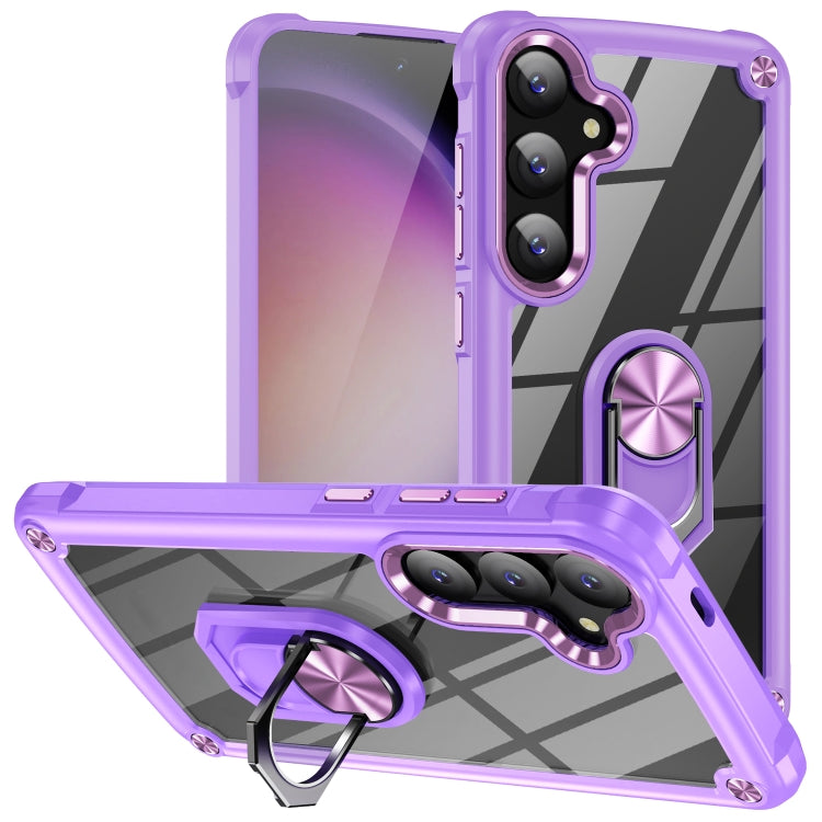 For Samsung Galaxy S25+ 5G TPU + PC Lens Protection Phone Case with Ring Holder(Purple) - Galaxy S25+ 5G Cases by PMC Jewellery | Online Shopping South Africa | PMC Jewellery | Buy Now Pay Later Mobicred