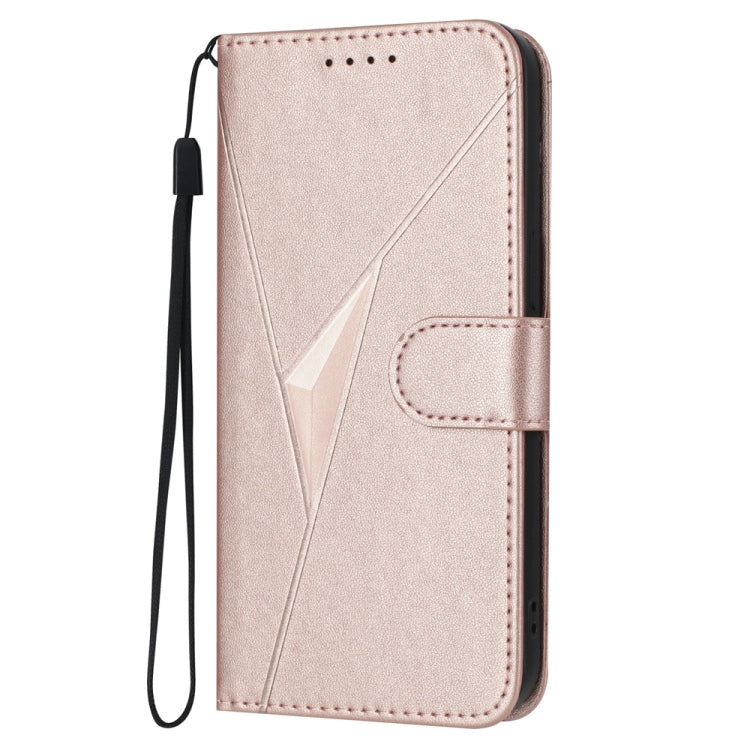 For Huawei Pura 70 Triangle Pattern Buckle Clasp Leather Phone Case(Rose Gold) - Huawei Cases by PMC Jewellery | Online Shopping South Africa | PMC Jewellery | Buy Now Pay Later Mobicred