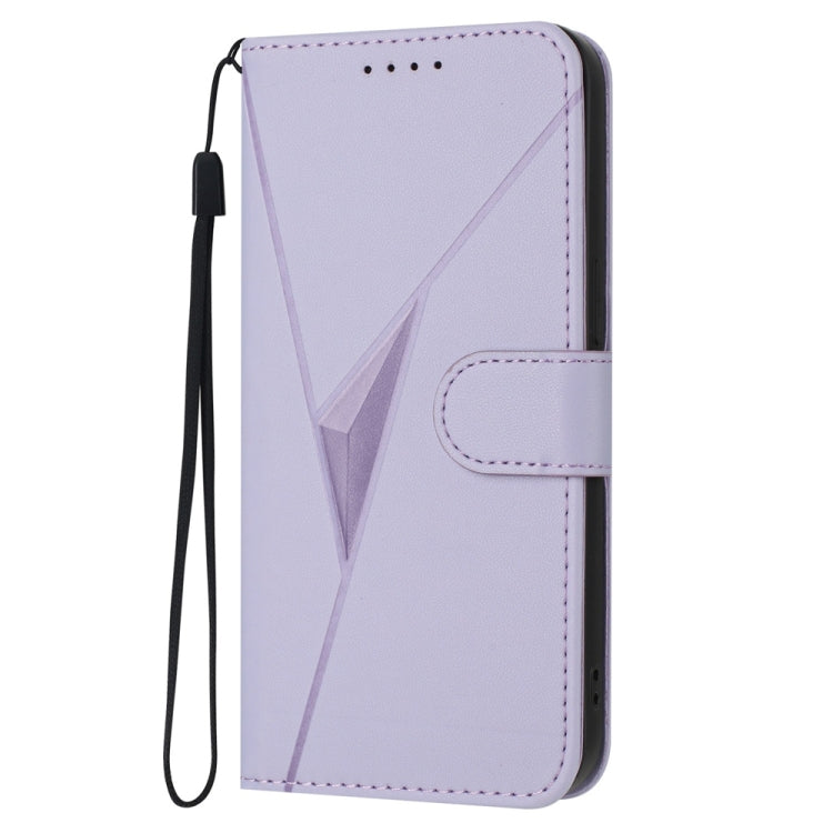 For Huawei Pura 70 Triangle Pattern Buckle Clasp Leather Phone Case(Light Purple) - Huawei Cases by PMC Jewellery | Online Shopping South Africa | PMC Jewellery | Buy Now Pay Later Mobicred