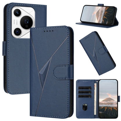 For Huawei Pura 70 Pro / Pura 70 Ultra Triangle Pattern Buckle Clasp Leather Phone Case(Royal Blue) - Huawei Cases by PMC Jewellery | Online Shopping South Africa | PMC Jewellery | Buy Now Pay Later Mobicred