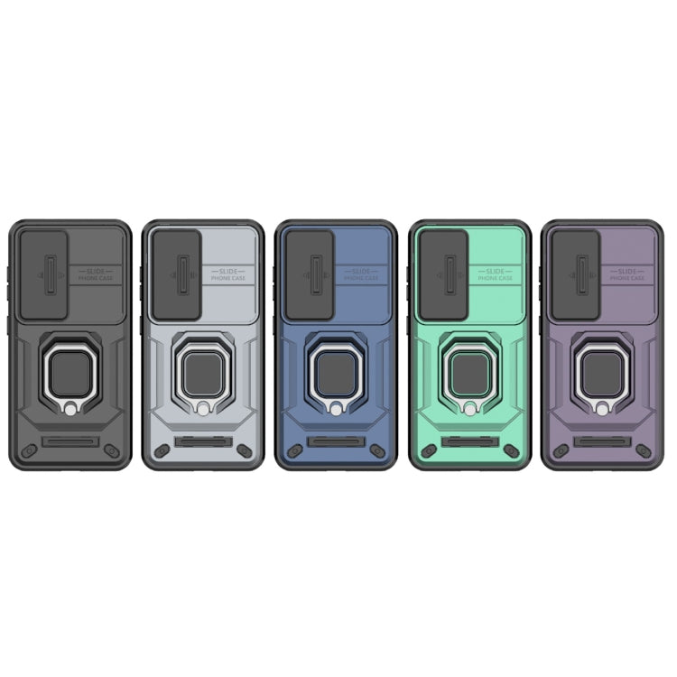 For Samsung Galaxy S25 5G Sliding Camshield TPU + PC Shockproof Phone Case with Holder(Green) - free shipping - PMC Jewellery - Order now!