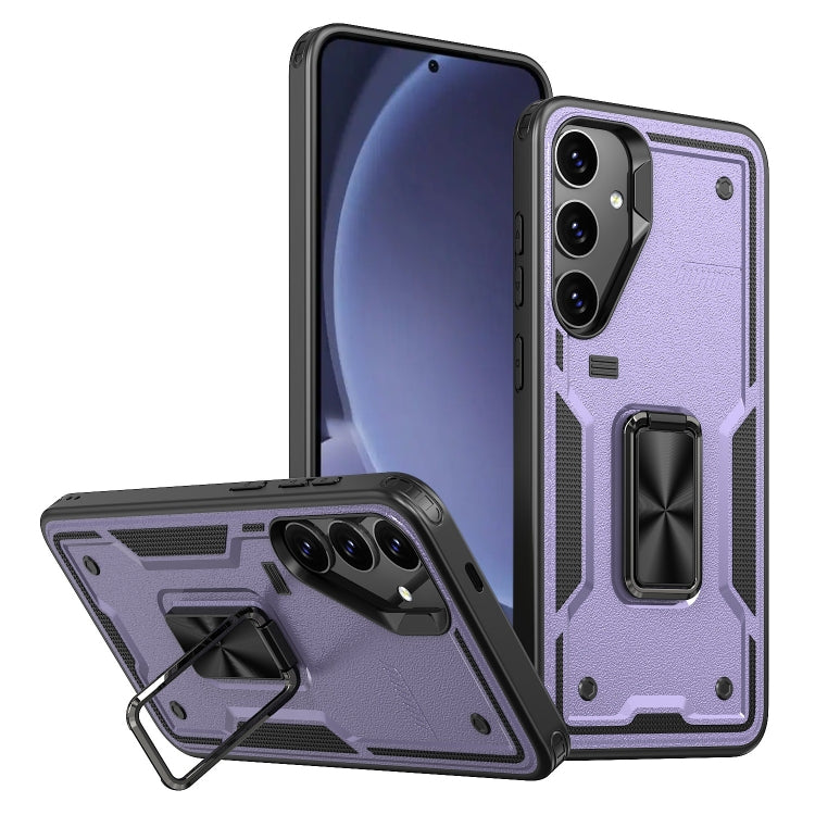 For Samsung Galaxy S25+ 5G Ring Holder PC Hybrid TPU Phone Case(Purple) - Galaxy S25+ 5G Cases by PMC Jewellery | Online Shopping South Africa | PMC Jewellery | Buy Now Pay Later Mobicred