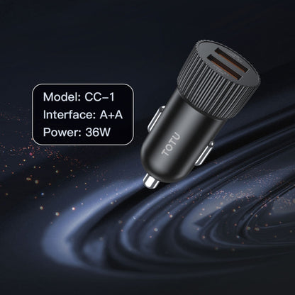 TOTU CC-1 36W Dual USB Ports Fast Charging Car Charger(Black) - Car Charger by TOTUDESIGN | Online Shopping South Africa | PMC Jewellery | Buy Now Pay Later Mobicred