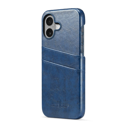 For iPhone 16 Fierre Shann Retro Oil Wax Texture Card Slots PU Leather Phone Case(Blue) - iPhone 16 Cases by FIERRE SHANN | Online Shopping South Africa | PMC Jewellery | Buy Now Pay Later Mobicred