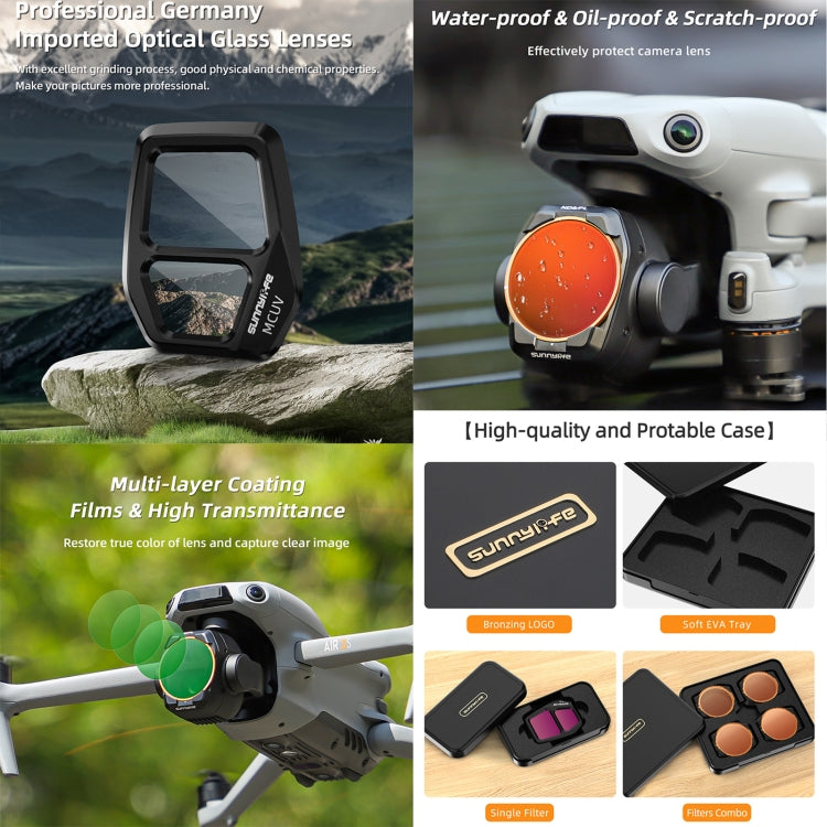 For DJI Air 3S Sunnylife Camera Lens Filter, Filter:3 in 1 CPL ND8 ND16 - free shipping - PMC TechLife - Order now!
