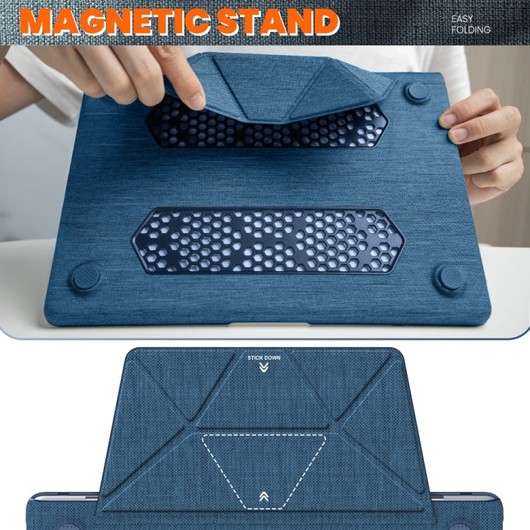 For MacBook Air 13.6 inch A3113 / A2681 Fabric Magnetic Holder Laptop Protective Case(Navy Blue) - MacBook Air Cases by PMC Jewellery | Online Shopping South Africa | PMC Jewellery | Buy Now Pay Later Mobicred