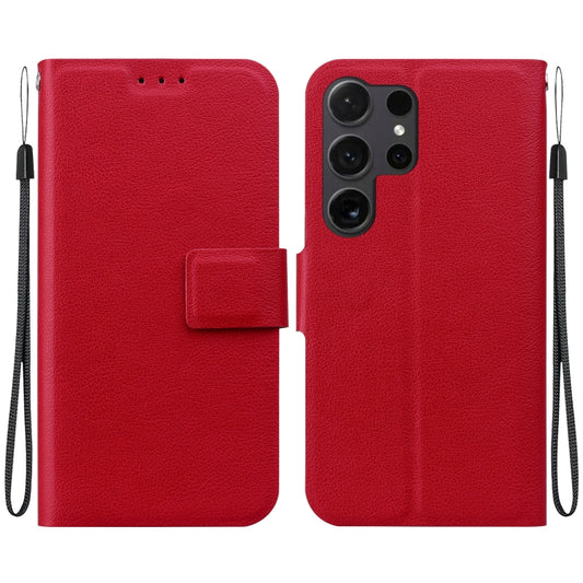 For Samsung Galaxy S25 Ultra 5G Ultra-thin Voltage Magnetic Buckle Leather Phone Case(Red) - Galaxy S25 Ultra 5G Cases by PMC Jewellery | Online Shopping South Africa | PMC Jewellery | Buy Now Pay Later Mobicred