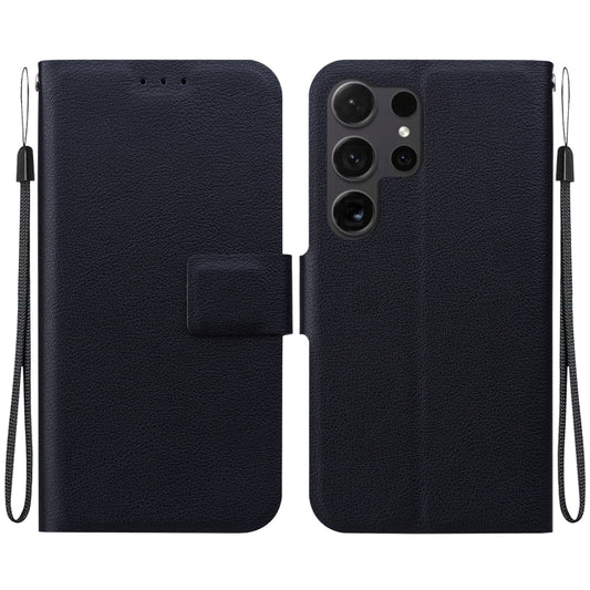 For Samsung Galaxy S25 Ultra 5G Ultra-thin Voltage Magnetic Buckle Leather Phone Case(Black) - Galaxy S25 Ultra 5G Cases by PMC Jewellery | Online Shopping South Africa | PMC Jewellery | Buy Now Pay Later Mobicred