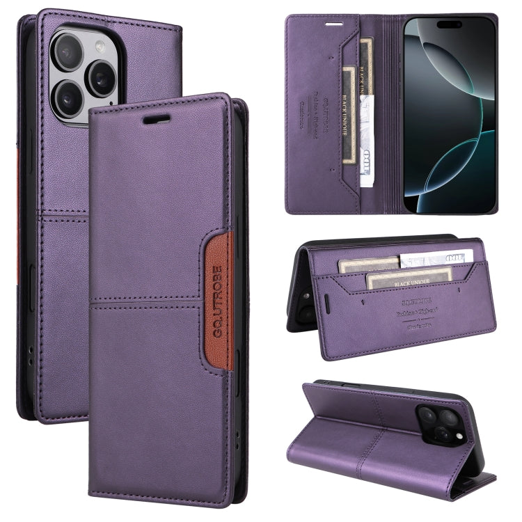 For iPhone 16 Pro GQUTROBE G01 RFID Anti-theft Leather Phone Case(Purple) - iPhone 16 Pro Cases by GQUTROBE | Online Shopping South Africa | PMC Jewellery | Buy Now Pay Later Mobicred