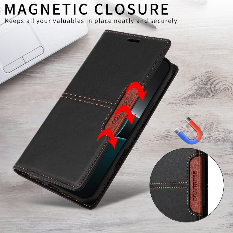 For iPhone 16 Plus GQUTROBE G01 RFID Anti-theft Leather Phone Case(Black) - iPhone 16 Plus Cases by GQUTROBE | Online Shopping South Africa | PMC Jewellery | Buy Now Pay Later Mobicred