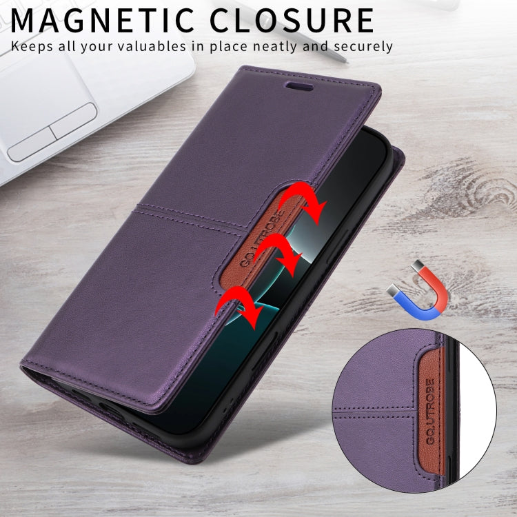 For iPhone 16 Plus GQUTROBE G01 RFID Anti-theft Leather Phone Case(Purple) - iPhone 16 Plus Cases by GQUTROBE | Online Shopping South Africa | PMC Jewellery | Buy Now Pay Later Mobicred