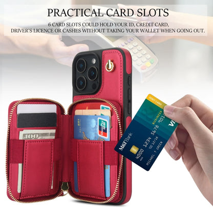 For iPhone 16 Pro Max AwQuer Crossbody Zipper Wallet Rhombic Leather Back Phone Case(Red) - iPhone 16 Pro Max Cases by Awquer | Online Shopping South Africa | PMC Jewellery | Buy Now Pay Later Mobicred