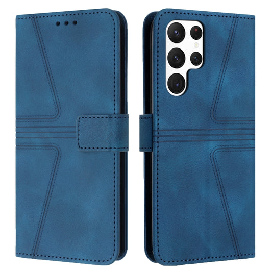 For Samsung Galaxy S25 Ultra 5G Triangle Solid Color Leather Phone Case(Blue) - Galaxy S25 Ultra 5G Cases by PMC Jewellery | Online Shopping South Africa | PMC Jewellery | Buy Now Pay Later Mobicred