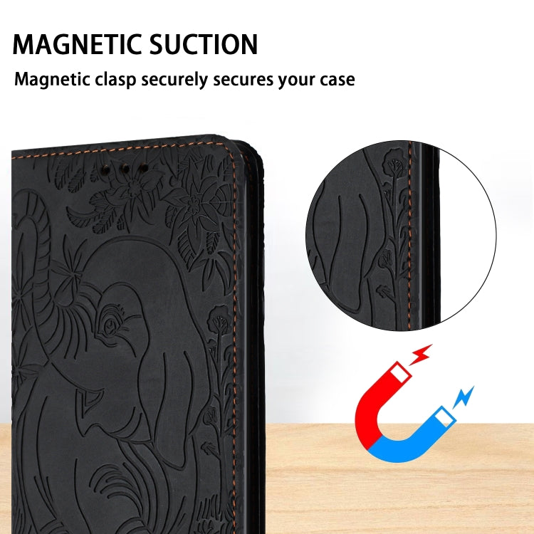 For Samsung Galaxy S25 5G Retro Elephant Embossed Leather Phone Case(Black) - Galaxy S25 5G Cases by PMC Jewellery | Online Shopping South Africa | PMC Jewellery | Buy Now Pay Later Mobicred