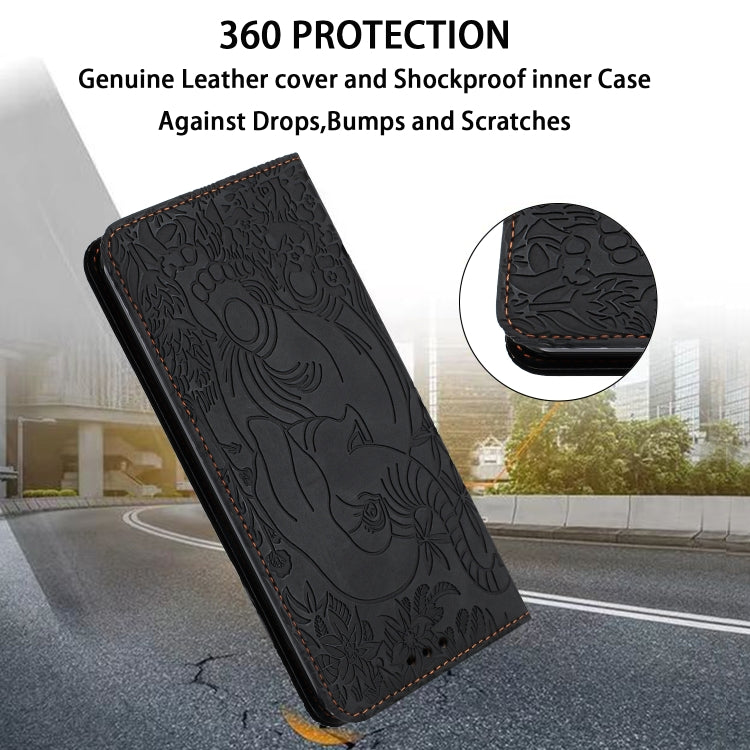 For Samsung Galaxy S25 5G Retro Elephant Embossed Leather Phone Case(Black) - Galaxy S25 5G Cases by PMC Jewellery | Online Shopping South Africa | PMC Jewellery | Buy Now Pay Later Mobicred