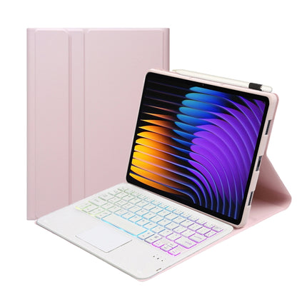 For Xiaomi Pad 7 / 7 Pro 11.2 inch A0N13-AS Ultra-thin Detachable Backlight Bluetooth Keyboard Leather Tablet Case with Touchpad(Pink White) - Others Keyboard by PMC Jewellery | Online Shopping South Africa | PMC Jewellery | Buy Now Pay Later Mobicred