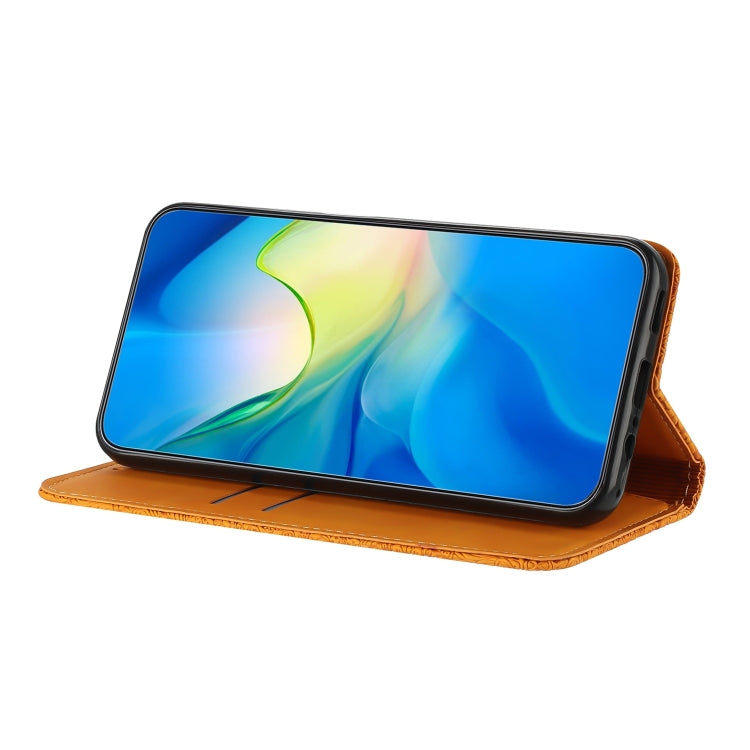 For Samsung Galaxy S25+ 5G Ethnic Embossed Adsorption Leather Phone Case(Yellow) - Galaxy S25+ 5G Cases by PMC Jewellery | Online Shopping South Africa | PMC Jewellery | Buy Now Pay Later Mobicred