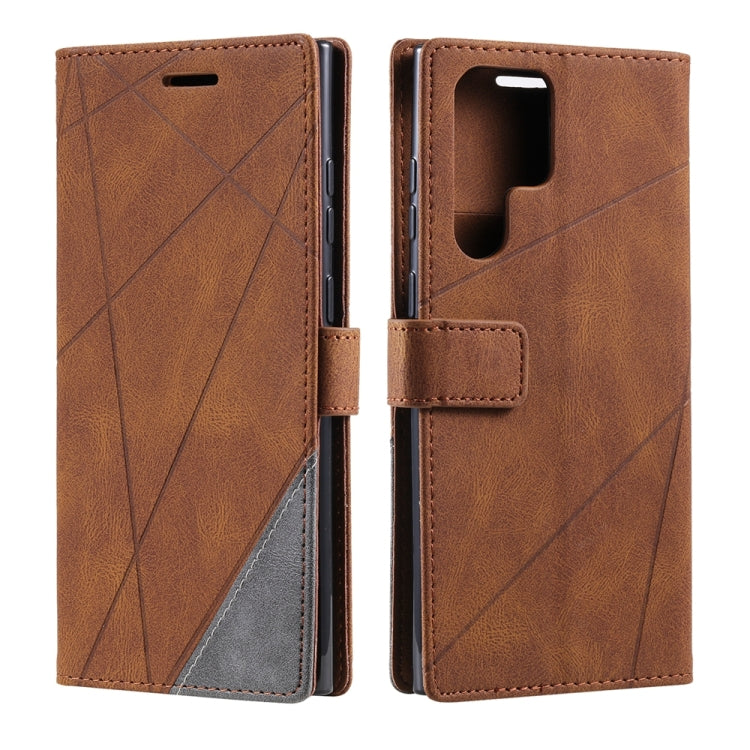 For Samsung Galaxy S25 Ultra 5G Skin Feel Splicing Leather Phone Case(Brown) - Galaxy S25 Ultra 5G Cases by PMC Jewellery | Online Shopping South Africa | PMC Jewellery | Buy Now Pay Later Mobicred