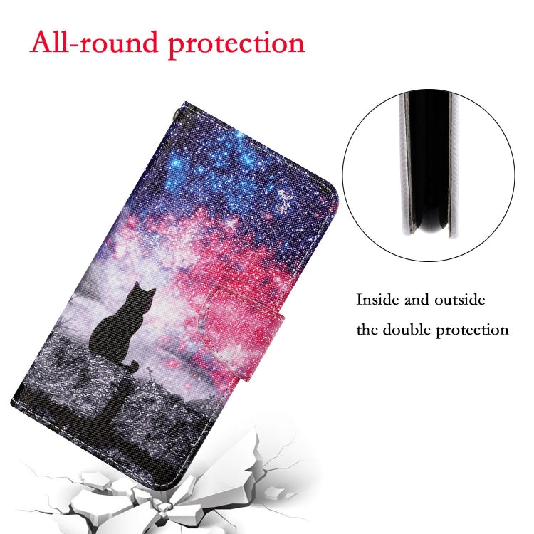 For Samsung Galaxy S25 5G Colored Drawing Pattern Leather Phone Case(Star Sky Cat) - Galaxy S25 5G Cases by PMC Jewellery | Online Shopping South Africa | PMC Jewellery | Buy Now Pay Later Mobicred