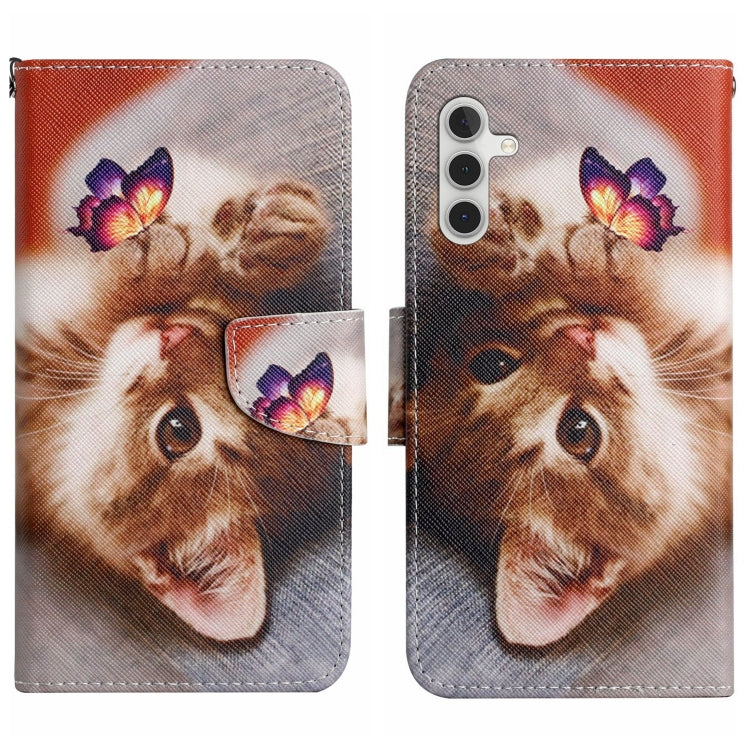 For Samsung Galaxy S25+ 5G Colored Drawing Pattern Leather Phone Case(Butterfly Cat) - free shipping - PMC Jewellery - Order now!