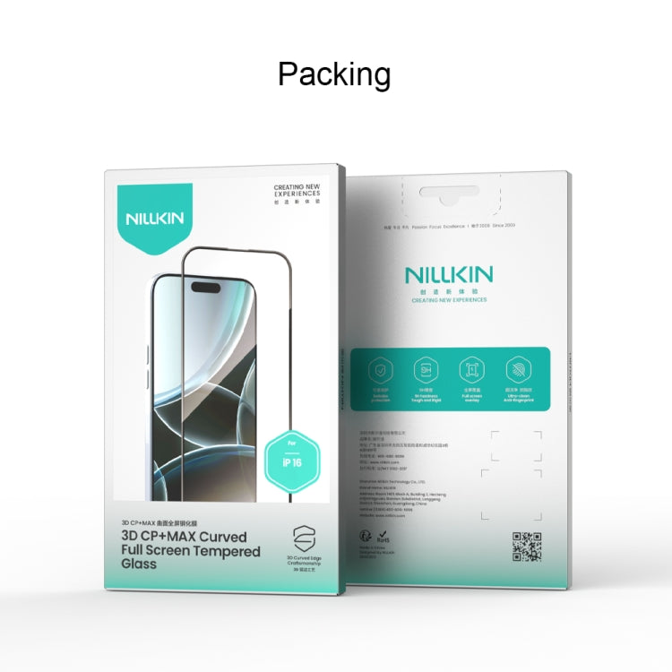For iPhone 16 NILLKIN 3D CP+MAX Anti-Explosion Full Coverage Tempered Glass Film - free shipping - PMC Jewellery - Order now!