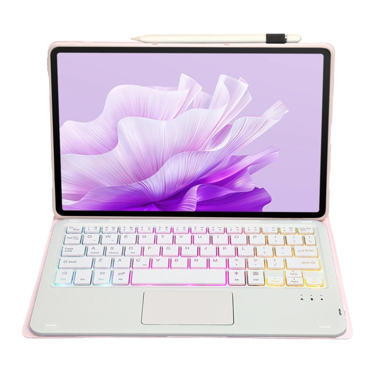 For Honor Pad X9 / X8 Pro 11.5 AH15-AS Ultra-thin Detachable Backlight Bluetooth Keyboard Leather Tablet Case with Touchpad(Pink White) - Others Keyboard by PMC Jewellery | Online Shopping South Africa | PMC Jewellery | Buy Now Pay Later Mobicred