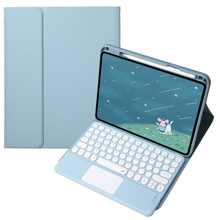 For Infinix Xpad 11 inch Candy Color Round Keys Bluetooth Keyboard Leather Case with Touchpad(Misty Blue) - Others Keyboard by PMC Jewellery | Online Shopping South Africa | PMC Jewellery | Buy Now Pay Later Mobicred